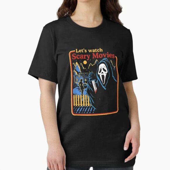 Ghost Face Brand Let’s Watch Scary Movies T- Shirt Adult Large - Picture 4 of 9